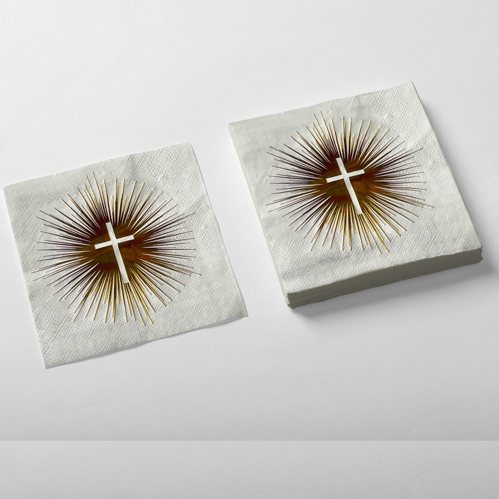 SERVILLETA STAMPING X20 ORO CON CRUZ