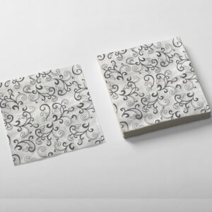 SERVILLETA STAMPING X20 ARABESCOS PLATA