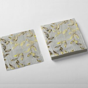 SERVILLETA STAMPING X20 HOJAS DORADAS