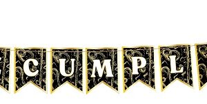 BANDERIN FELIZ CUMPLE STAMPING ORO