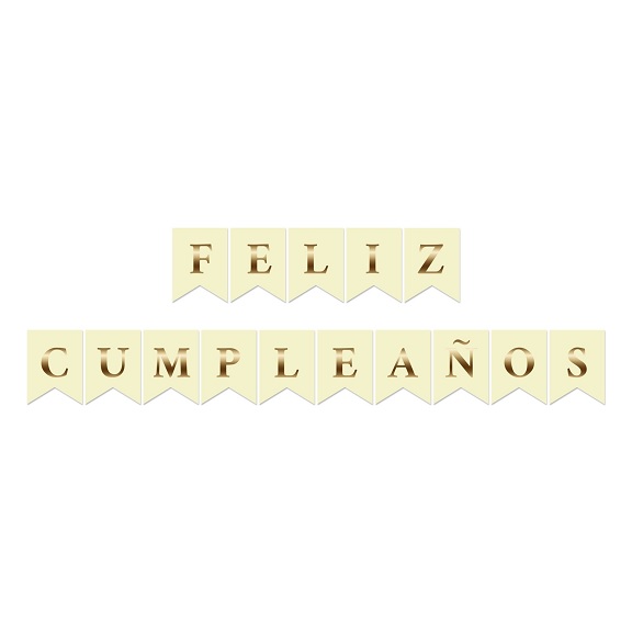 BANDERIN FELIZ CUMPLE LISO AMARILLO OPACO