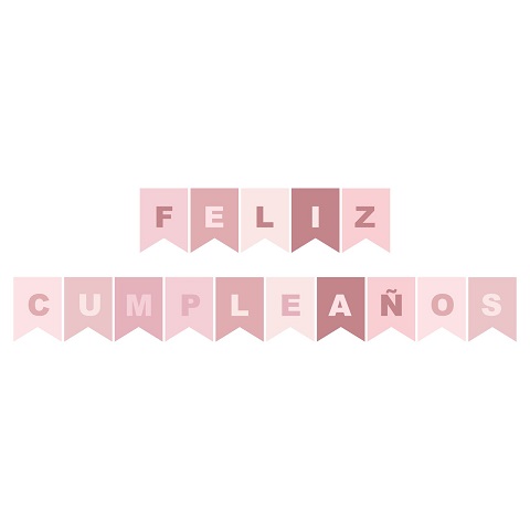 BANDERIN FELIZ CUMPLE COMBINADO ROSA