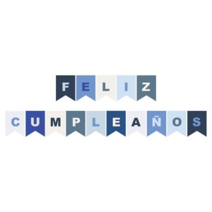 BANDERIN FELIZ CUMPLE COMBINADO AZUL
