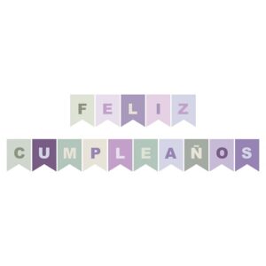 BANDERIN FELIZ CUMPLE COMBINADO LILA Y VERDE