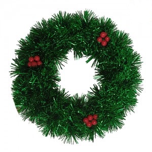 ADORNO NAVIDEÑO OROPEL CORONA VERDE 30CM