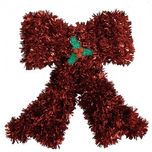 ADORNO NAVIDEÑO OROPEL MOÑO ROJO 14CM