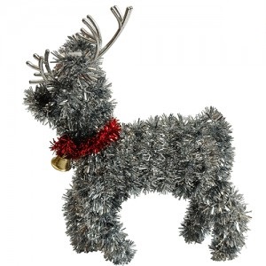 ADORNO NAVIDEÑO OROPEL RENO PLATEADO 17X16 CM