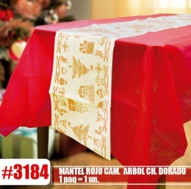 MANTEL FRISELINA 1,2 X 1,8 MT ROJO CAMINO NAVIDEÑO