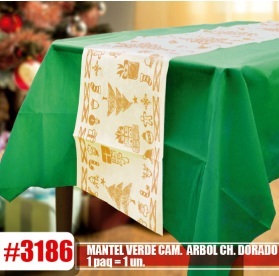 MANTEL FRISELINA 1,2 X 1,8 MT VERDE CAMINO NAVIDEÑ