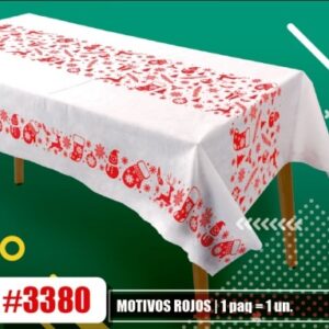MANTEL FRISELINA 1,1 X 1,8 MT BLANCO MOTIVO ROJO