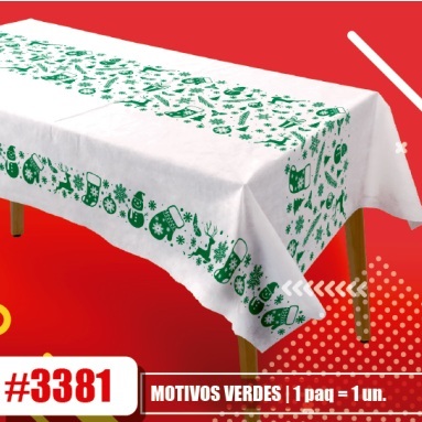 MANTEL FRISELINA 1,1 X 1,8 MT BLANCO MOTIVO VERDE