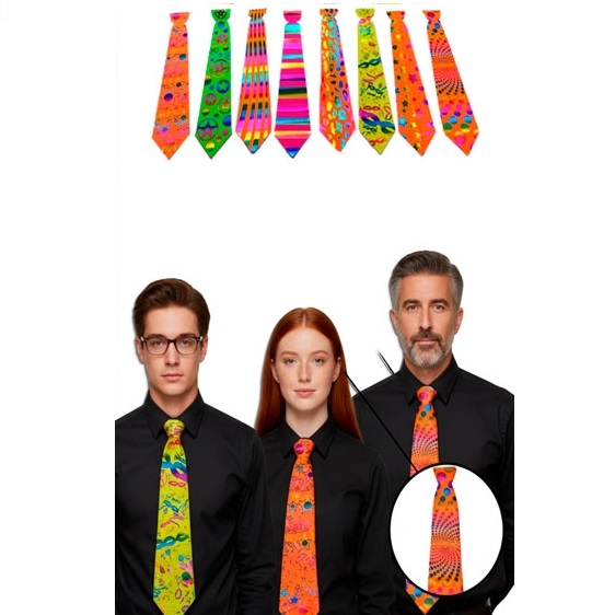CORBATA CARTON FLUO ESTAMPA METALIZADA X12