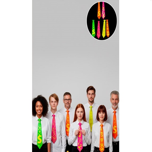 CORBATA CARTON FLUO ESTAMPA METALIZADA X12