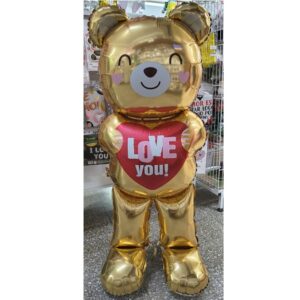 GLOBO FOIL SILUETA 1,5MT OSO PARADO I LOVE YOU