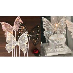 MARIPOSA DECORATIVA CON PIEDRAS Y LUZ