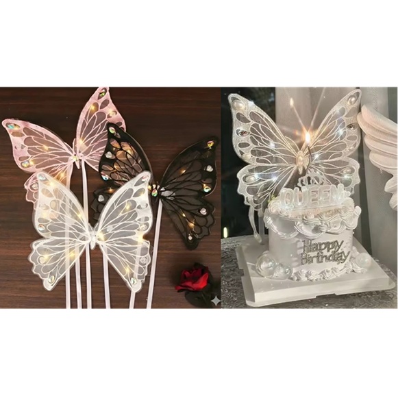MARIPOSA DECORATIVA CON PIEDRAS Y LUZ