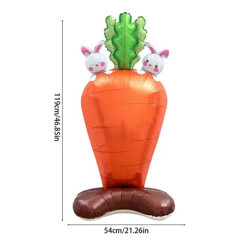 GLOBO FOIL SILUETA CON BASE 120CM ZANAHORIA