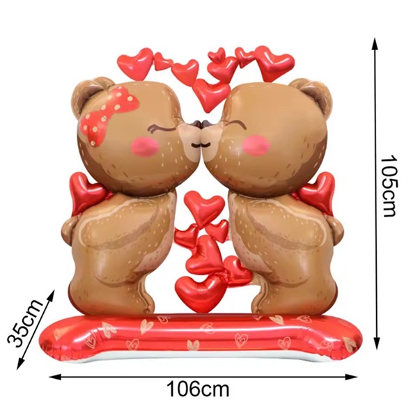 GLOBO FOIL SILUETA CON BASE 105CM OSITOS BESO