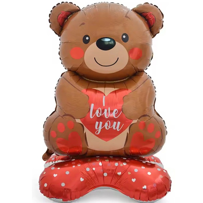 GLOBO FOIL SILUETA CON BASE 148CM OSITO I LOVE YOU