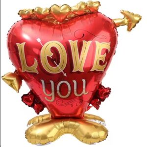 GLOBO FOIL SILUETA CON BASE 1MT CORAZON