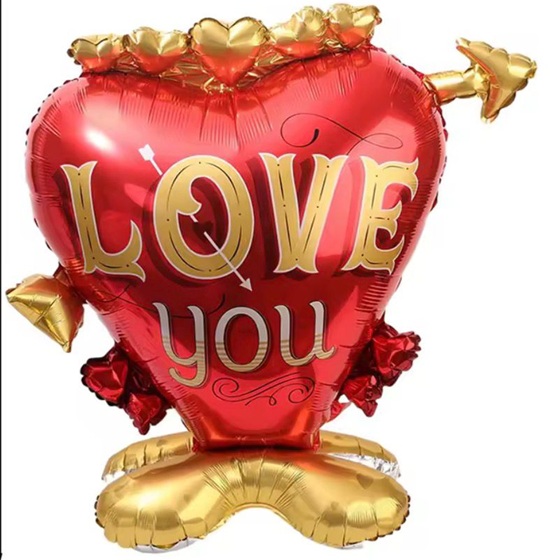 GLOBO FOIL SILUETA CON BASE 1MT CORAZON