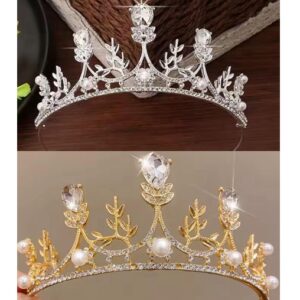 CORONA METAL TIARA CON STRASS Y PERLAS
