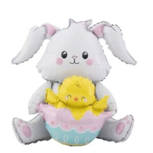 GLOBO FOIL SILUETA CONEJO PASCUA CON HUEVITO