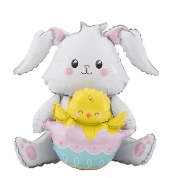 GLOBO FOIL SILUETA CONEJO PASCUA CON HUEVITO