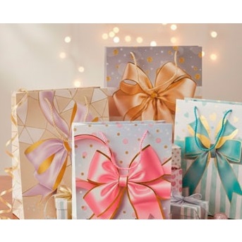 BOLSA DE REGALO 26X32 MOÑO CON DORADO METALIZADO