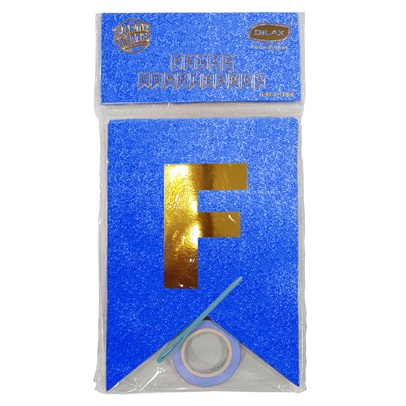 BANDERIN FELIZ CUMPLE GLITTER AZUL