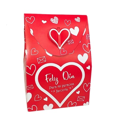 CAJA BOLSITA FELIZ DIA CORAZONES 12X17X8,5 CM