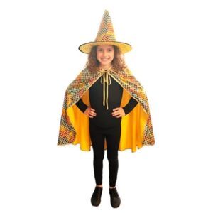 SET BRUJA / MAGO SOMBRERO Y CAPA MULTICOLOR