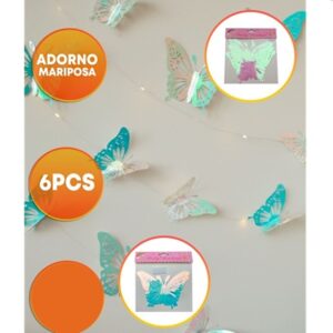 ADORNO MARIPOSAS 3D TORNASOL X6 BLANCO