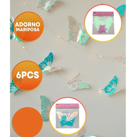 ADORNO MARIPOSAS 3D TORNASOL X6 BLANCO