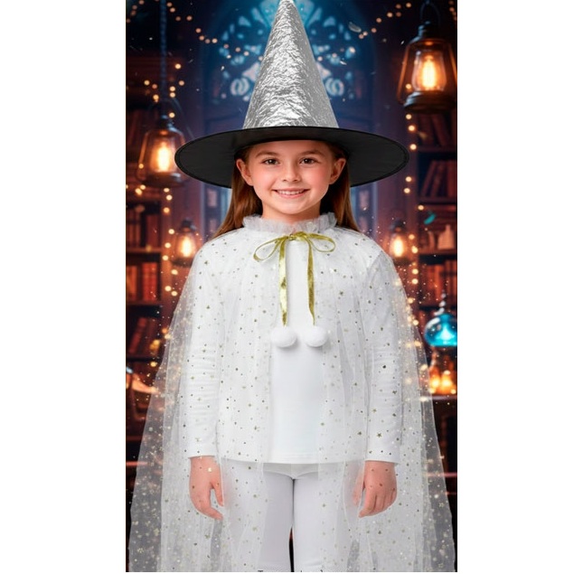 DISFRAZ HADA / BRUJA SOMBRERO Y CAPA 80CM
