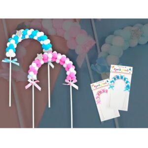 ADORNO PINCHE ARCO CON POMPONES ROSA / CELESTE
