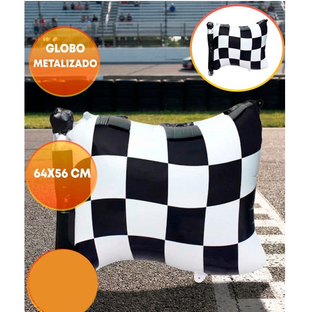GLOBO FOIL SILUETA 56CM BANDERA CUADROS