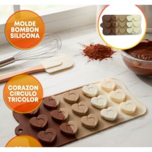 MOLDE SILICONA BOMBONES CORAZON X15
