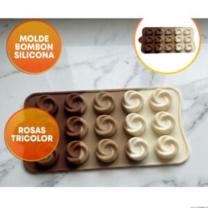 MOLDE SILICONA BOMBONES ROSAS X15