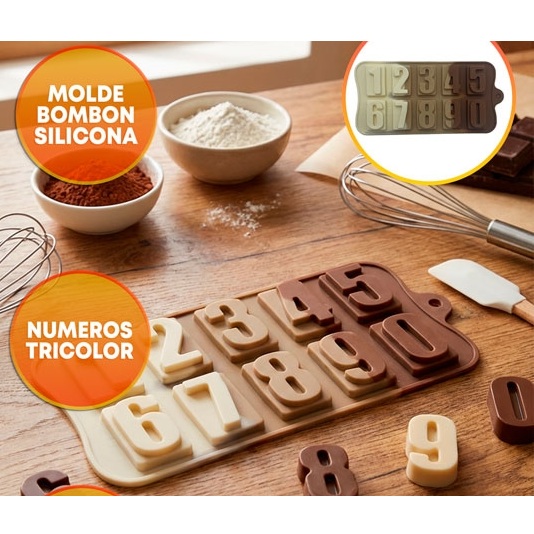 MOLDE SILICONA BOMBONES NUMEROS
