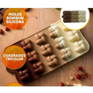 MOLDE SILICONA BOMBONES CUADRADOS TRENZADOS X15