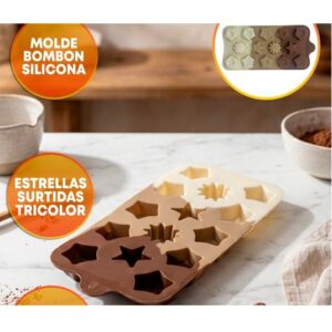 MOLDE SILICONA BOMBONES ESTRELLAS SURTIDAS X14