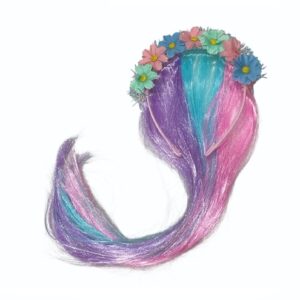 VINCHA FLORES Y PELO MULTICOLOR