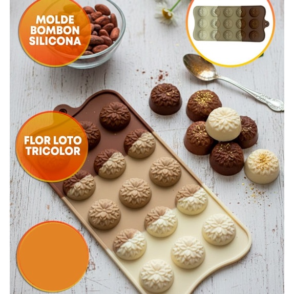 MOLDE SILICONA BOMBONES FLOR DE LOTO X15