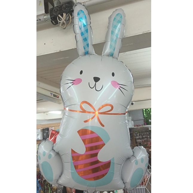 GLOBO FOIL SILUETA CONEJO PASCUA CON HUEVITO