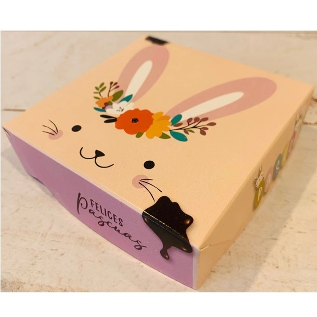 CAJA MINI COOKIE 10 X 10 X 3,5 CM PASCUA CONEJO