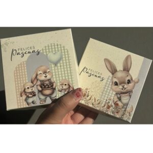 CAJA MINI COOKIE 10 X 10 X 3,5 CM FELICES PASCUAS