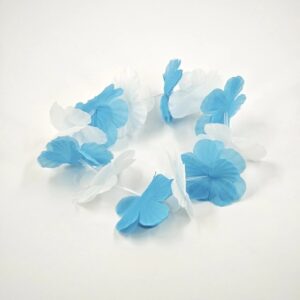 VINCHA HAWAIANA ELASTICA X 12 CELESTE Y BLANCO