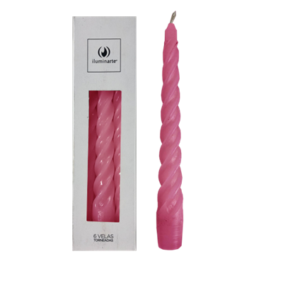 VELA TORNEADA 20CM X6 ROSA