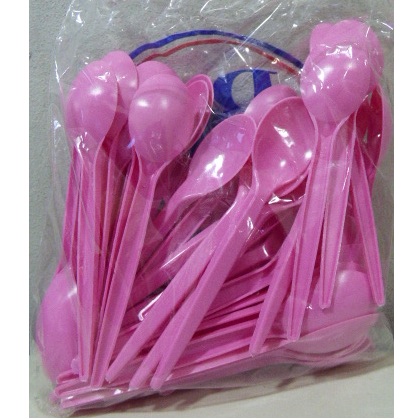 CUCHARA PLAST ROSA X50